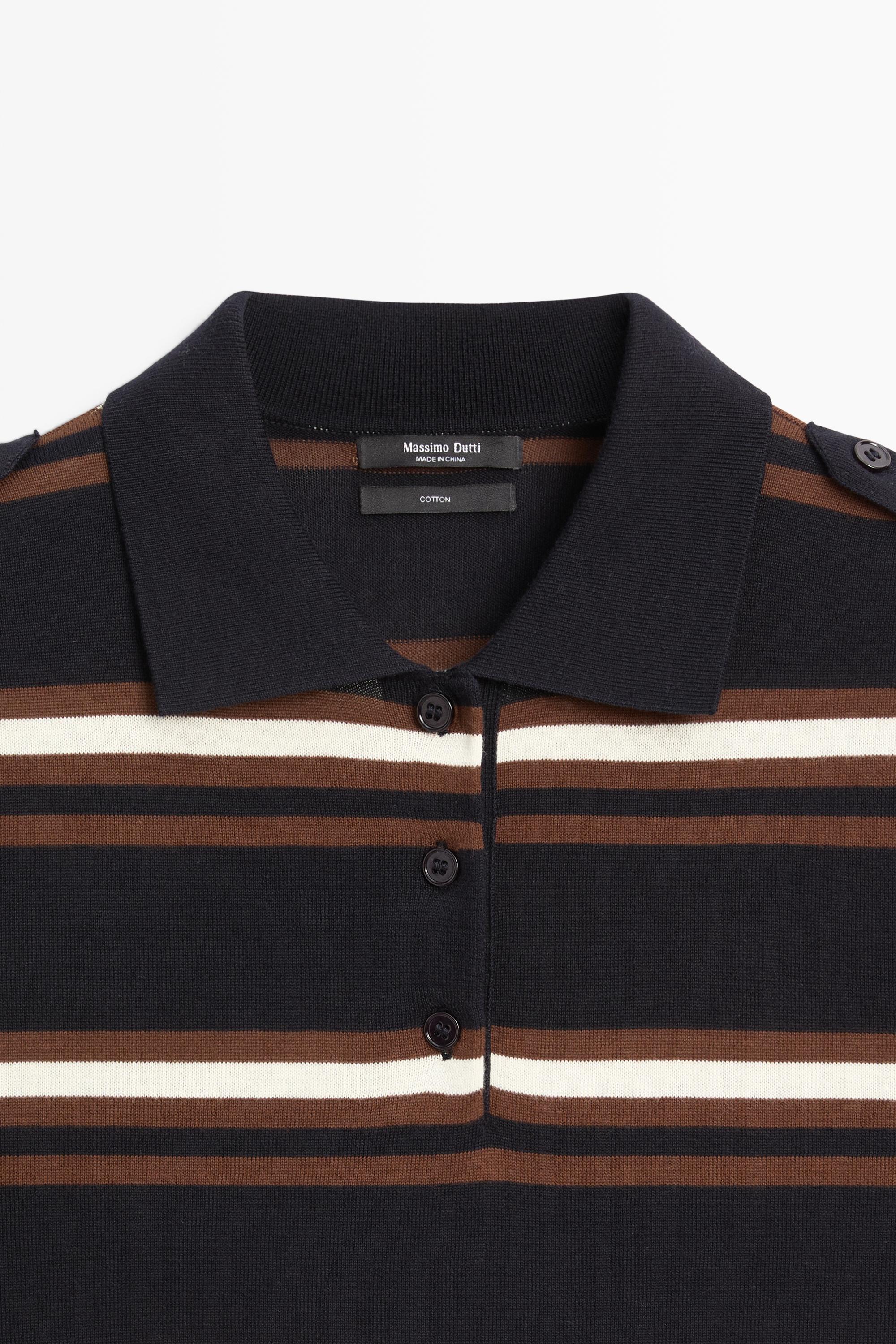 100% Cotton Striped Knit Polo